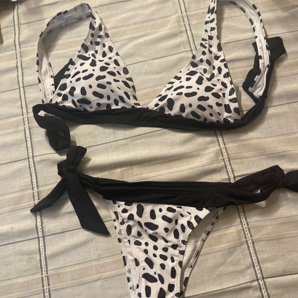 Black & White Dalmatian Print Bikini Set